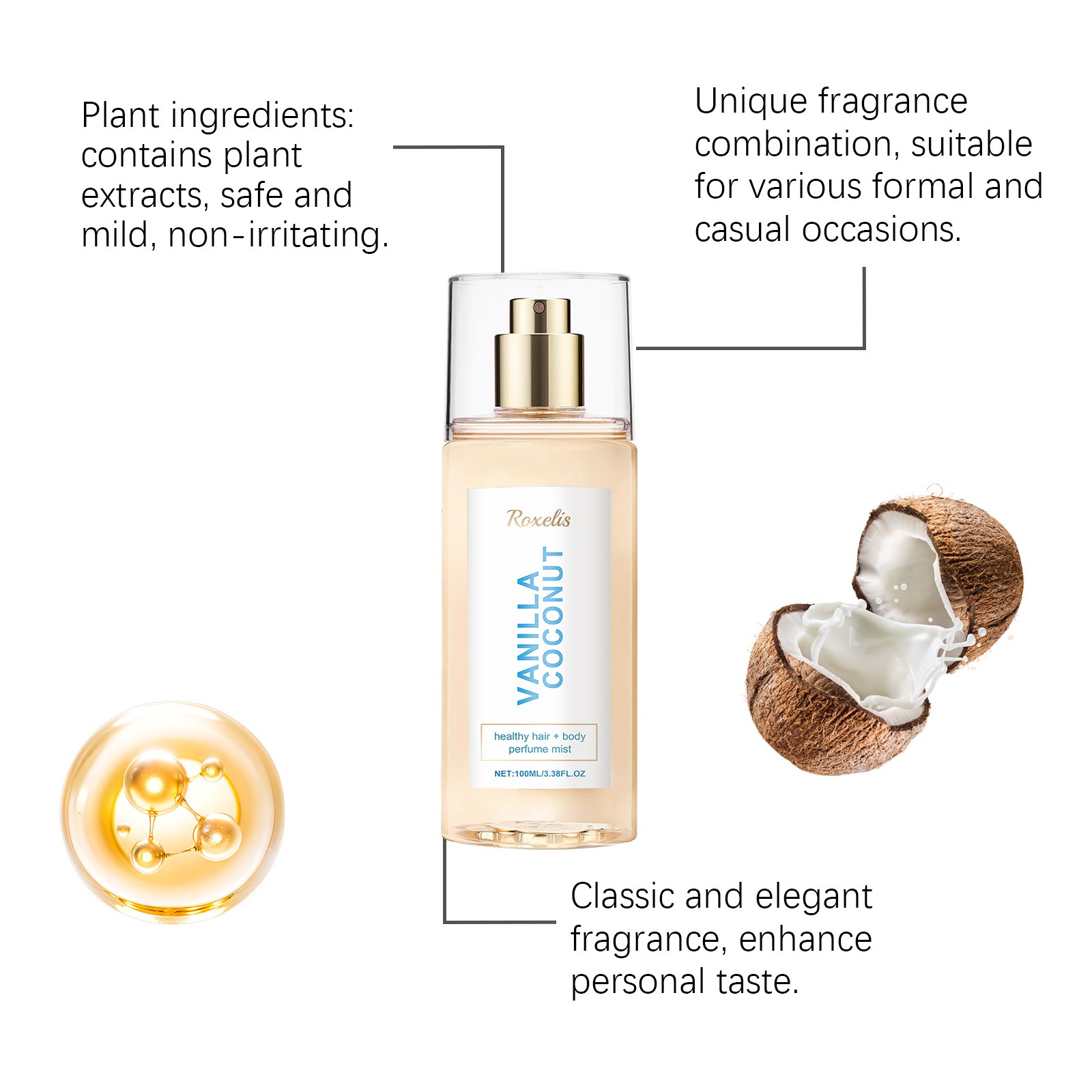 ROXELIS Brume Parfumée Cheveux - Perfume Fragrance Hair Spray avis et prix